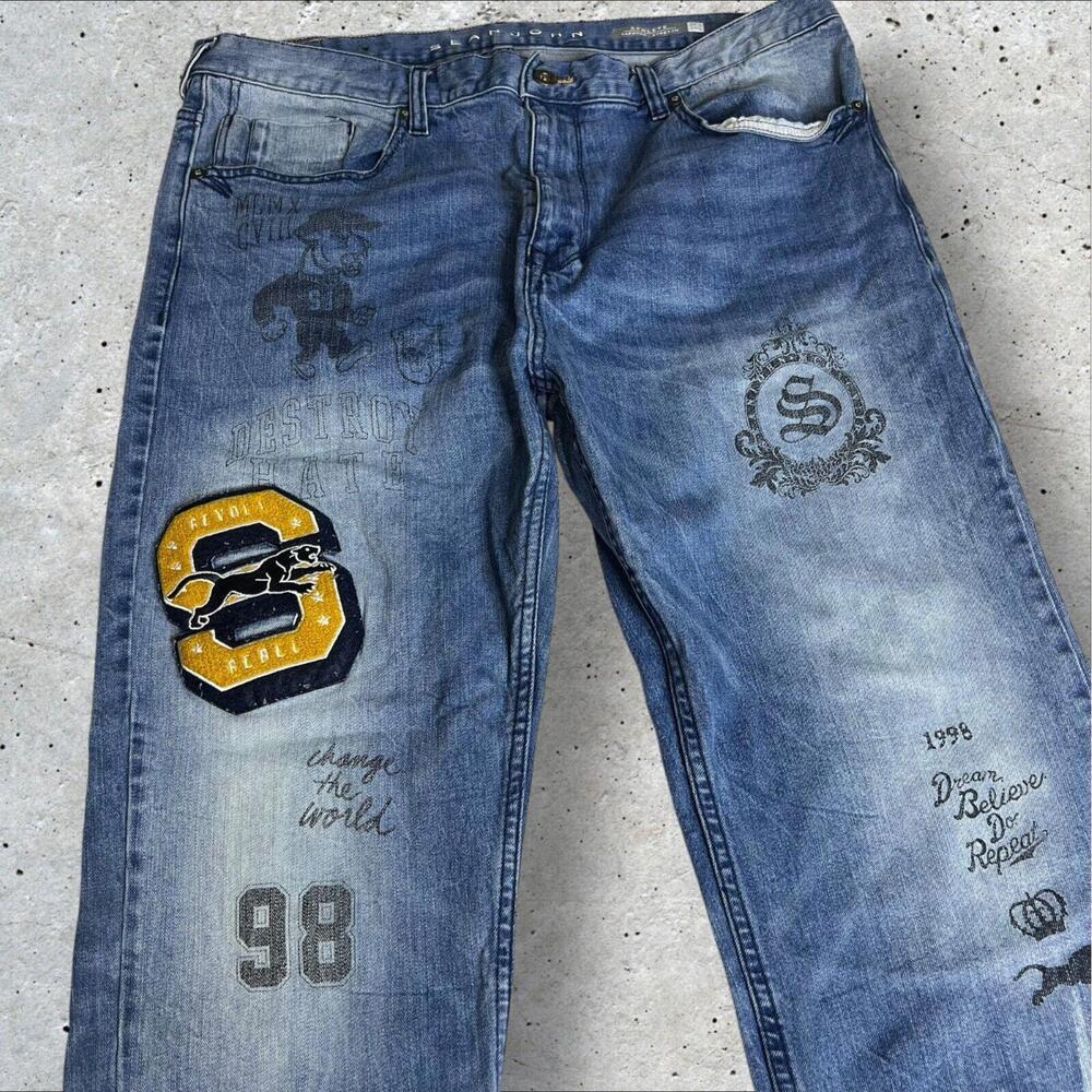 Sean John Classic Varsity Stretch‎ Denim Jeans Mens Size 38x34